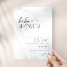 Auf Wolke Neun Staubblau Aquarell-Baby-Party