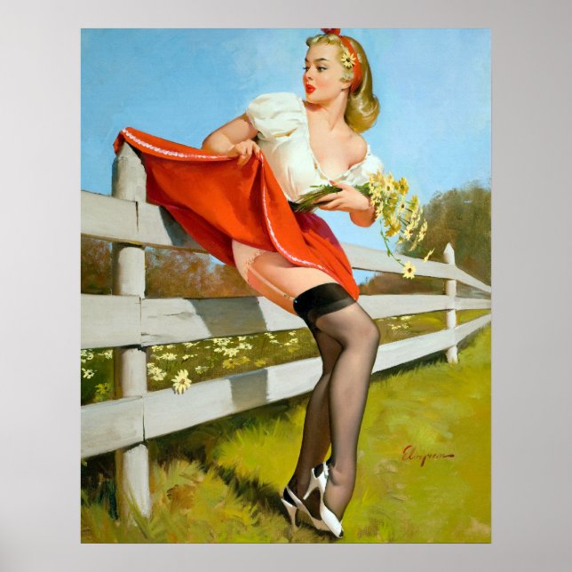 Auf Zaun Button oben gefangen Poster (Vorne)