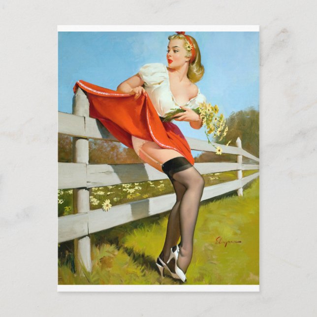 Auf Zaun Button oben gefangen Postkarte (Vorderseite)