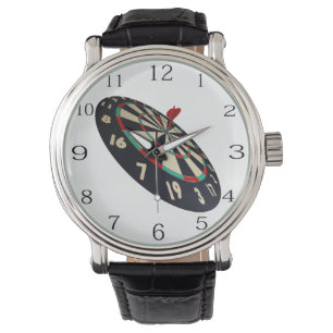 auf Ziel: Dart hat das Dartboard in Bullseye getro Armbanduhr