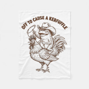 Auf zu einem Tumult Lustiger Cowboy-Frosch reitet Fleecedecke