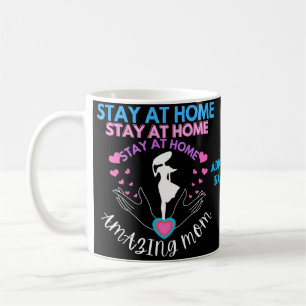 Auf Zuhause Mama bleibe Rosa & Blau Silhouette Fr Kaffeetasse