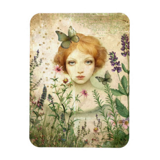 Auf Zuhause unter den Blume Mixed Media Collage Magnet