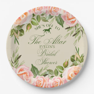 Auf zum Altar Derby Floral Bridal Shower Pappteller