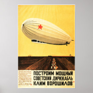AUFBAU EINER MÄCHTIGEN LUFTFAHRT Zeppelin Vintagen Poster