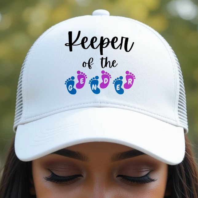 Aufbewahrung der Baby Feet Baby-Dusche Truckerkappe (Keeper of the Gender Reveal Baby Feet Baby Shower Trucker Hat
)