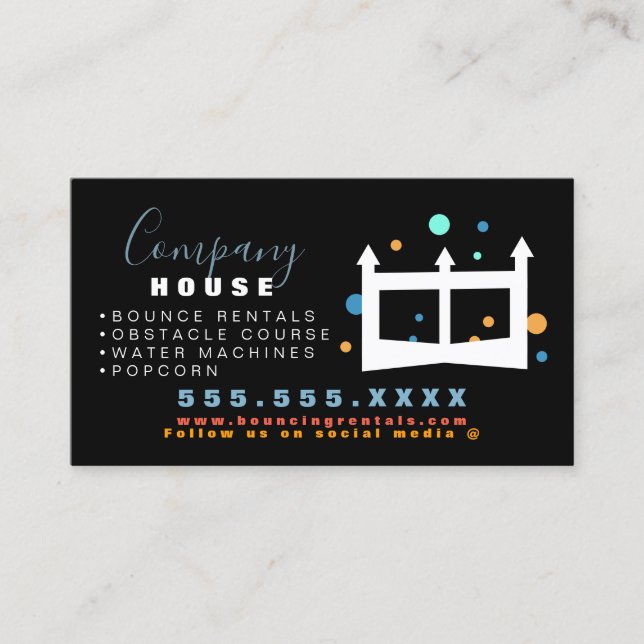 Aufblasbare Burg Jump House Bounce Party Miete Visitenkarte (Vorderseite)