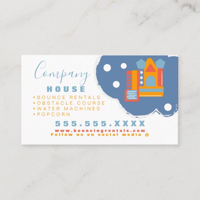 Aufblasbare Castell Jump House Bounce Party Rental Visitenkarte (Vorderseite)