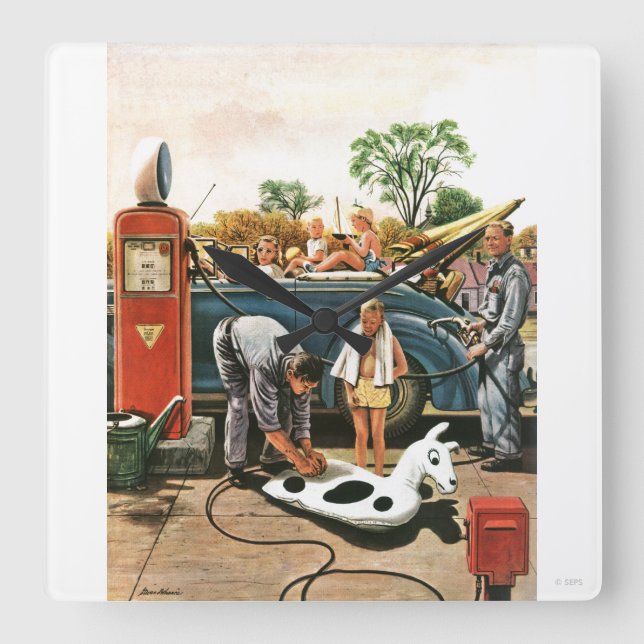 Aufblasbares Beach Toy Quadratische Wanduhr (Vorderseite)