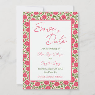 Aufblühende rosa florale Hochzeitsankündigung Save The Date