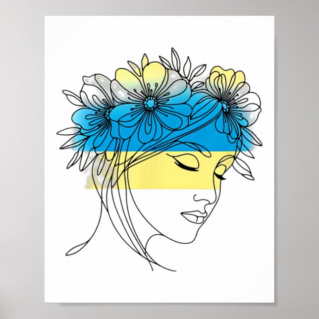 Aufblühender Frieden Frauenprofil Ukraine 1  Poster (Vorne)