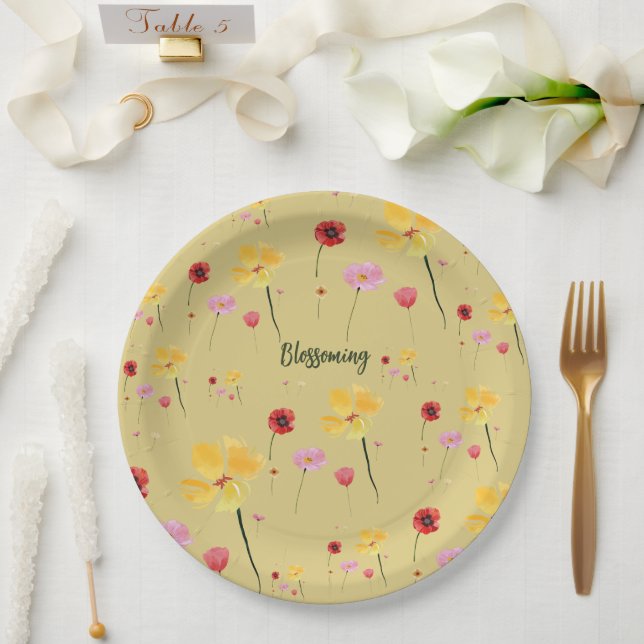 Aufblühendes Muster Pappteller (Hochzeit)