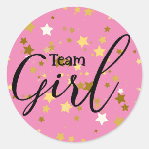 Aufdecken von Team Girl Baby Shower Sticker