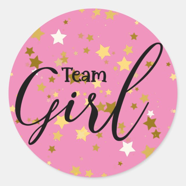 Aufdecken von Team Girl Baby Shower Sticker (Vorderseite)