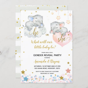 Aufdeckung der Elephant Baby Shower Einladung