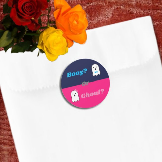Aufdeckung des Geistergeschlechts in Booy oder Gho Runder Aufkleber (Von Creator hochgeladen)