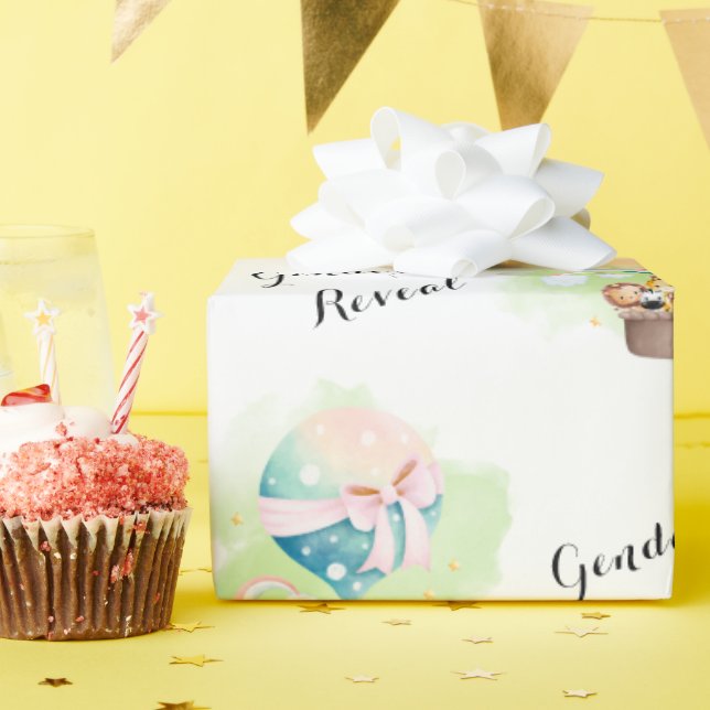 Aufdeckung des grünen Geschlechts für Baby Animal  Geschenkpapier (Geburtstagsparty)