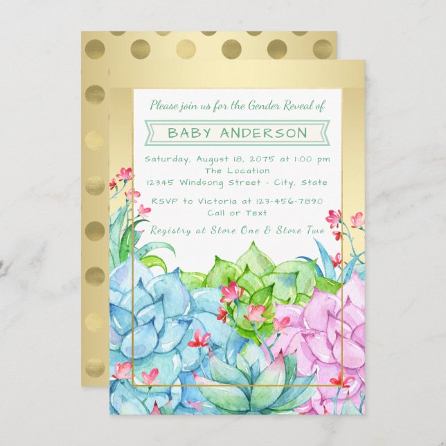 Aufdeckung von Einladungen für sukkulente Babydusc (Vorne/Hinten)