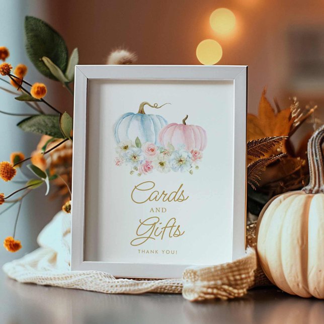 Aufdeckungskarten für Herbst und Geschenke Babydus Poster (Gender Reveal Fall Cards and gifts Sign)