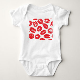 Aufdruck Kiss Red Lips: Nahtloser Vintage-Stil Baby Strampler