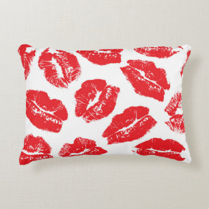 Aufdruck Kiss Roter Lippen: Nahtloser Vintage-Stil Dekokissen