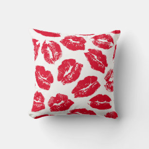Aufdruck Kiss Roter Lippen: Nahtloser Vintage-Stil Kissen