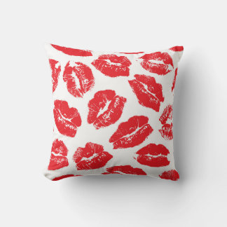 Aufdruck Kuss Rote Lippen: Nahtloser Vintage-Stil Kissen