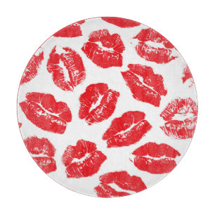 Aufdruck Kuss Rote Lippen: Nahtloser Vintage-Stil Schneidebrett
