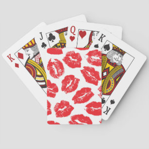 Aufdruck Kuss Rote Lippen: Nahtloser Vintage-Stil Spielkarten
