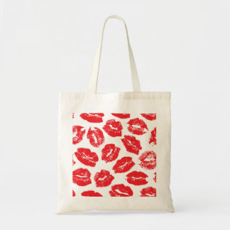 Aufdruck Kuss Rote Lippen: Nahtloser Vintage-Stil Tragetasche