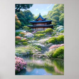 Aufenthalt im japanischen Garten Poster