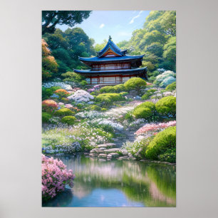 Aufenthalt im japanischen Garten Poster