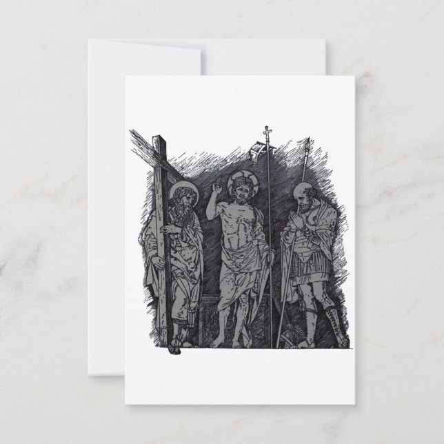Auferstandener Christus mit Andreas und Longinus H Dankeskarte (Vorderseite)