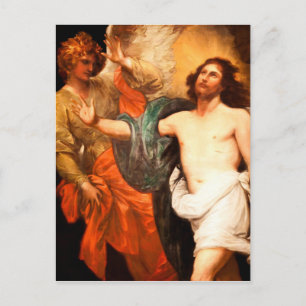 Auferstandener Christus nach oben blickend Postkarte