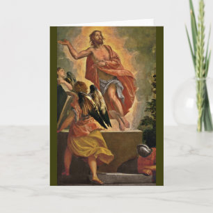 Auferstandener Jesus über seinem Grab Feiertagskarte