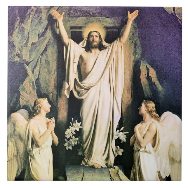 Auferstehung Christi, Gemälde von Carl Bloch, Fliese (Vorderseite)