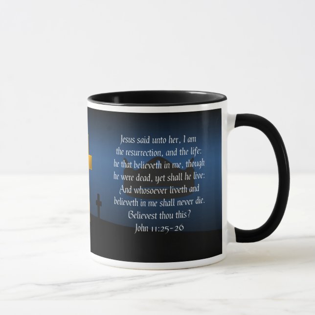 Auferstehungs-und Leben-Bibel-Vers-Kaffee-Tasse Tasse (Rechts)