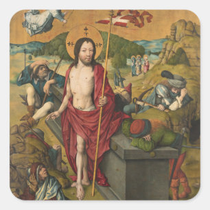 Auferstehungsmeister Housebook Jesus Christus Pain Quadratischer Aufkleber