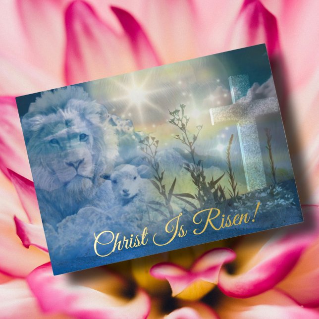 Auferstehungstag Osterlammkreuz Folien Feiertagskarte (Von Creator hochgeladen)