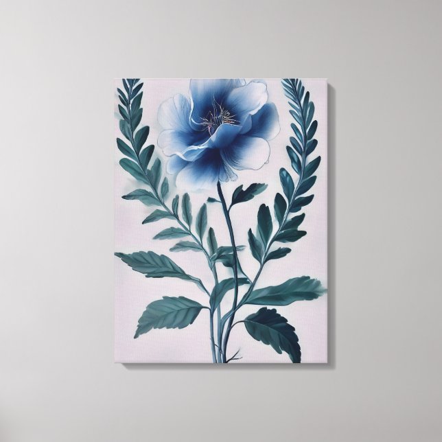 Auffallend blaue Blume Leinwanddruck (Vorderseite)