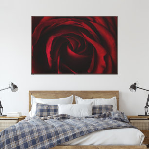 Auffallend dunkle Rote Rose Vollblüte Premium Espr Leinwanddruck