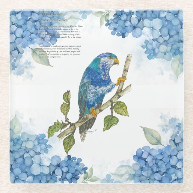 Auffallend handgestrichen Ultramarine Lorikeet Glasuntersetzer (Vorderseite)