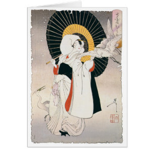 Auffallend schöne Malerei der japanischen Frau