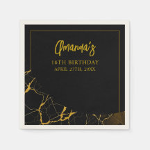 Auffallend Schwarz & Gold Marmor Sweet 16 Geburtst