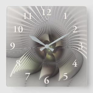 Auffallende Figur, moderne abstrakte Fraktalkunst Quadratische Wanduhr