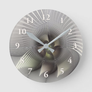 Auffallende Figur, moderne abstrakte Fraktalkunst Runde Wanduhr