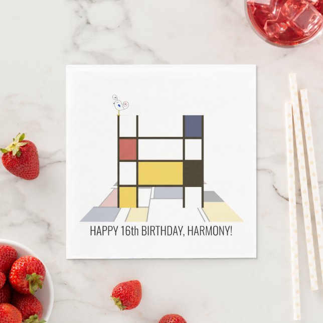 Auffallende Neoplastik Style Monogramm. Buchstabe  Serviette (Beispiel)