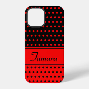 Auffallende rote und schwarze Polka Dots, benutzer iPhone 12 Pro Hülle