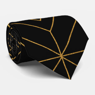 Auffallende schwarz-goldene geometrische Neck-Tie Krawatte
