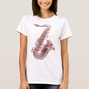 Auffallende Silber ROSE GOLD SAXOPHONE künstlerisc T-Shirt